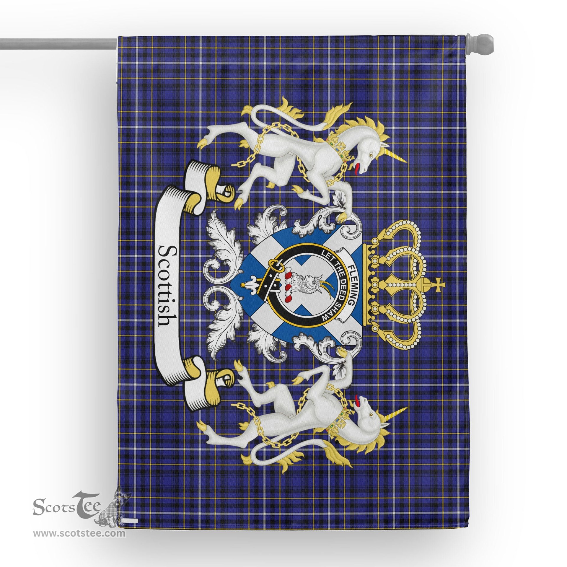 Scotstee Shop Tartan House Flag - Fleming Tartan Flag Clan Badge With Lion Scottish, Tartan Garden Flag, Tartan Flag, Tartan House Flag, Plaid Flag, Christmas Plaid Flag