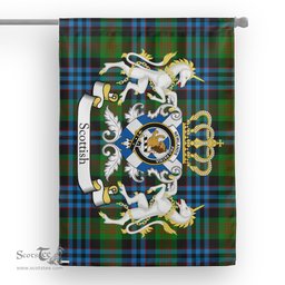 Scotstee Shop Tartan House Flag - Newlands Tartan Flag Clan Badge With Lion Scottish, Tartan Garden Flag, Tartan Flag, Tartan House Flag, Plaid Flag, Christmas Plaid Flag