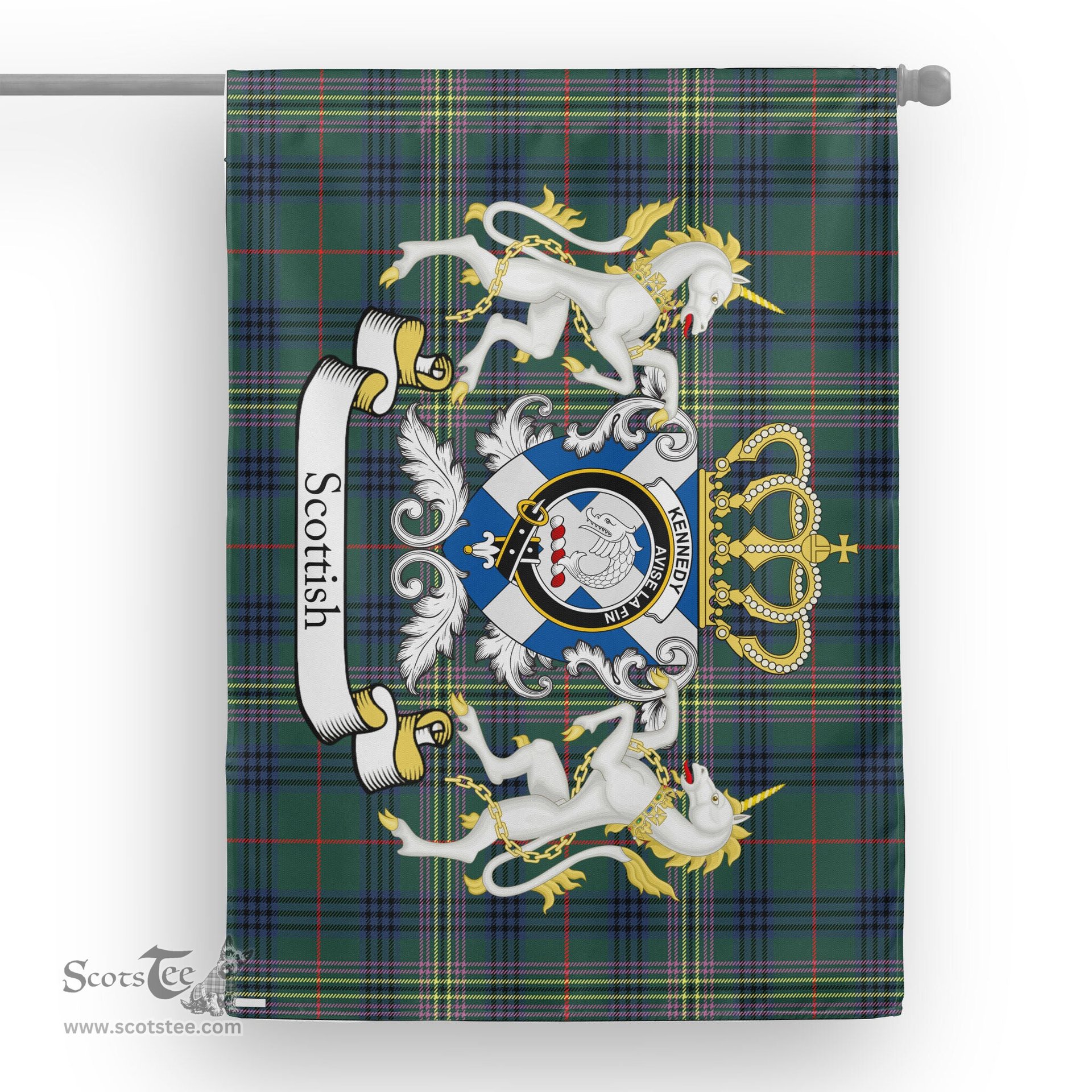 Scotstee Shop Tartan House Flag - Kennedy Tartan Flag Clan Badge With Lion Scottish, Tartan Garden Flag, Tartan Flag, Tartan House Flag, Plaid Flag, Christmas Plaid Flag