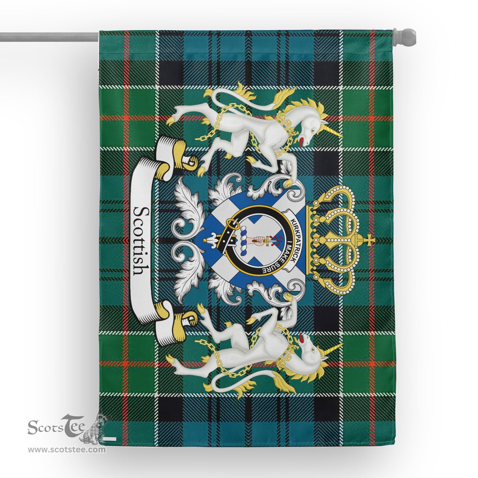 Scotstee Shop Tartan House Flag - Kirkpatrick Tartan Flag Clan Badge With Lion Scottish, Tartan Garden Flag, Tartan Flag, Tartan House Flag, Plaid Flag, Christmas Plaid Flag