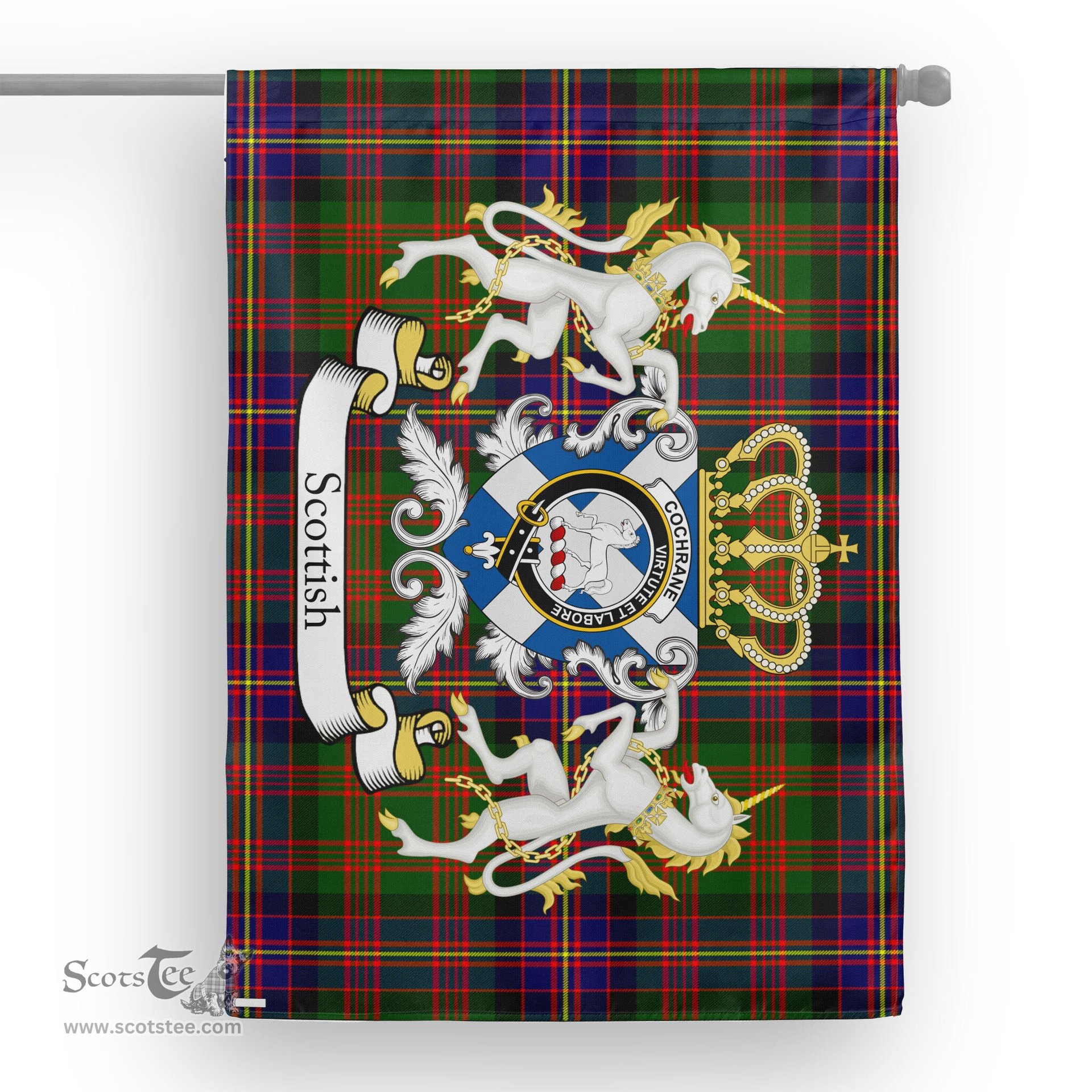 Scotstee Shop Tartan House Flag - Cochrane Tartan Flag Clan Badge With Lion Scottish, Tartan Garden Flag, Tartan Flag, Tartan House Flag, Plaid Flag, Christmas Plaid Flag
