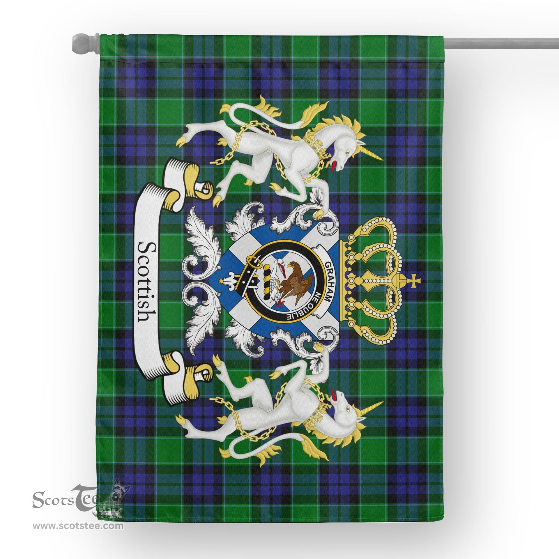 Scotstee Shop Tartan House Flag - Graham Tartan Flag Clan Badge With Lion Scottish, Tartan Garden Flag, Tartan Flag, Tartan House Flag, Plaid Flag, Christmas Plaid Flag