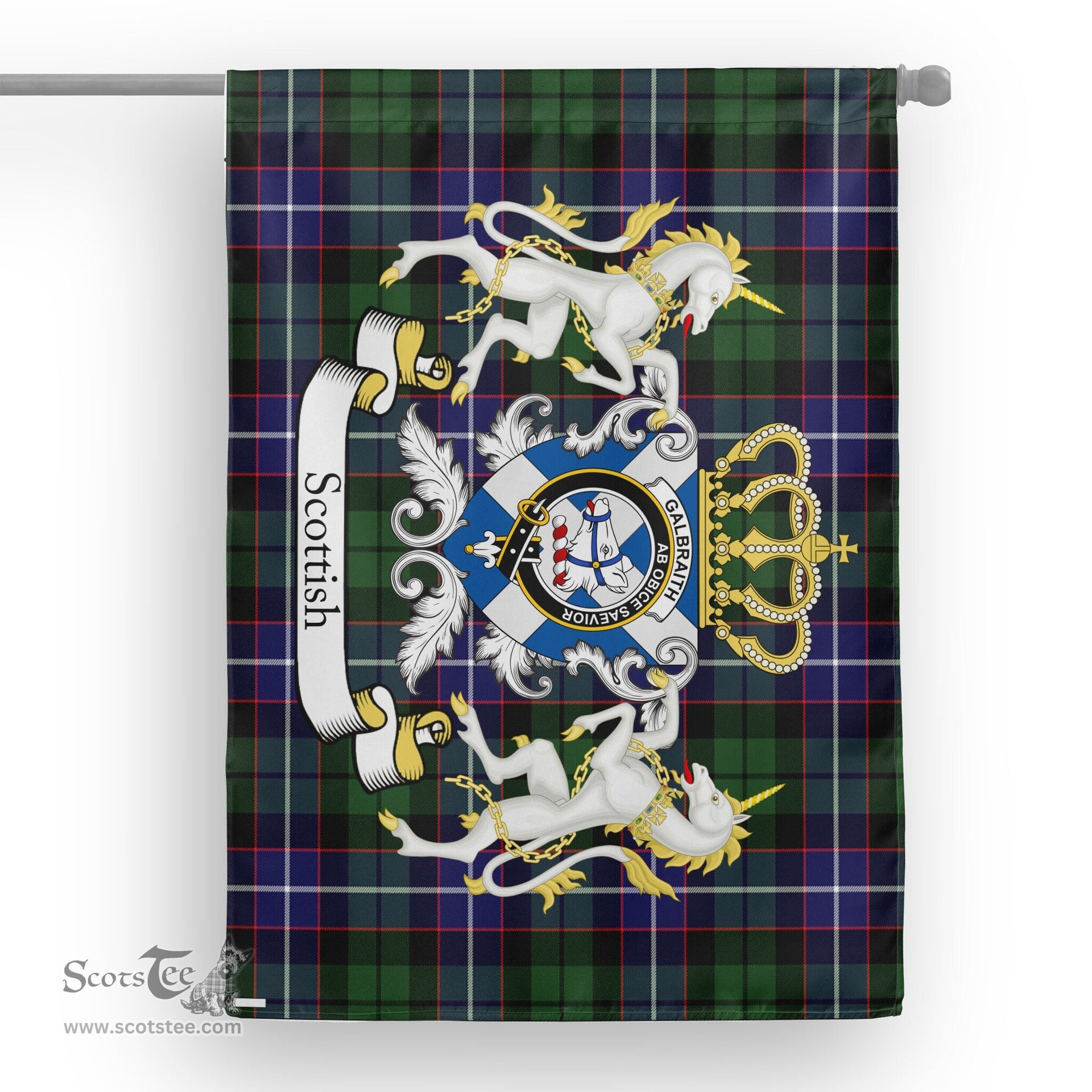 Scotstee Shop Tartan House Flag - Galbraith Tartan Flag Clan Badge With Lion Scottish, Tartan Garden Flag, Tartan Flag, Tartan House Flag, Plaid Flag, Christmas Plaid Flag