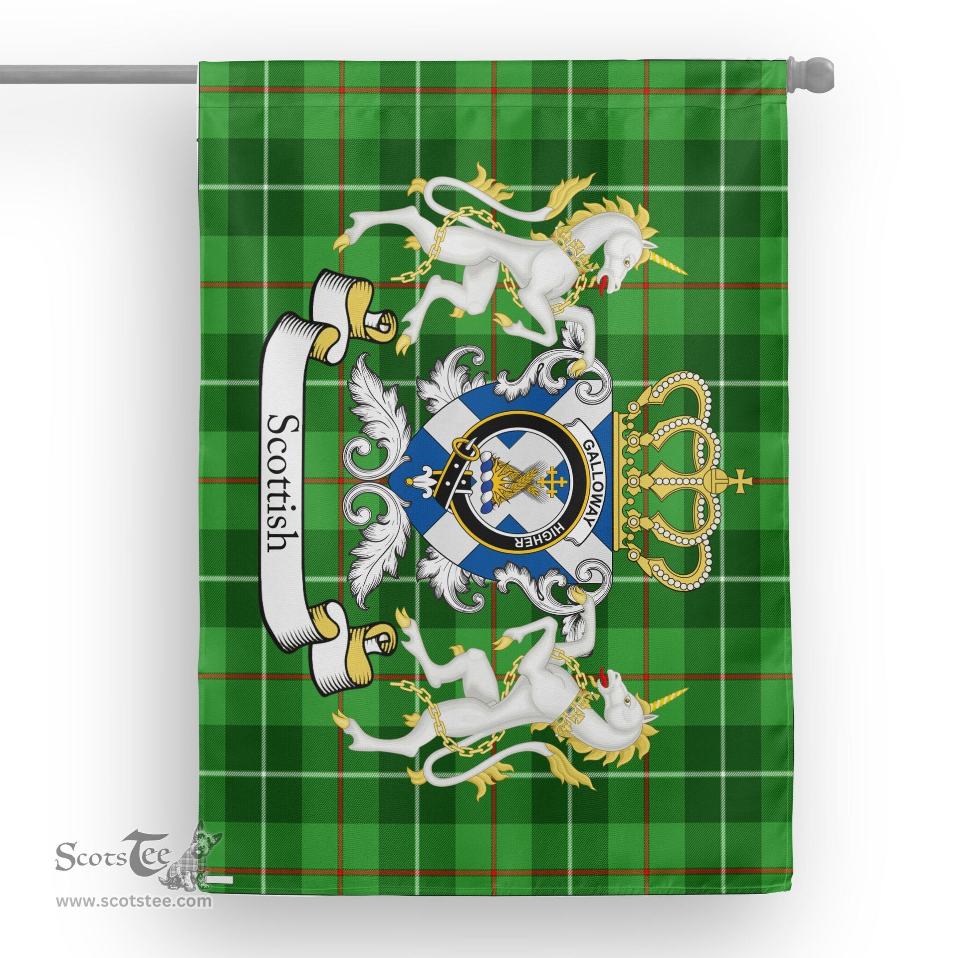 Scotstee Shop Tartan House Flag - Galloway Tartan Flag Clan Badge With Lion Scottish, Tartan Garden Flag, Tartan Flag, Tartan House Flag, Plaid Flag, Christmas Plaid Flag