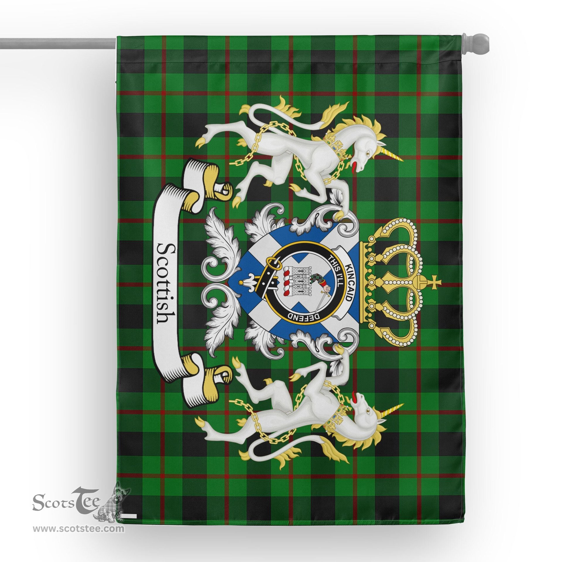 Scotstee Shop Tartan House Flag - Kincaid Tartan Flag Clan Badge With Lion Scottish, Tartan Garden Flag, Tartan Flag, Tartan House Flag, Plaid Flag, Christmas Plaid Flag