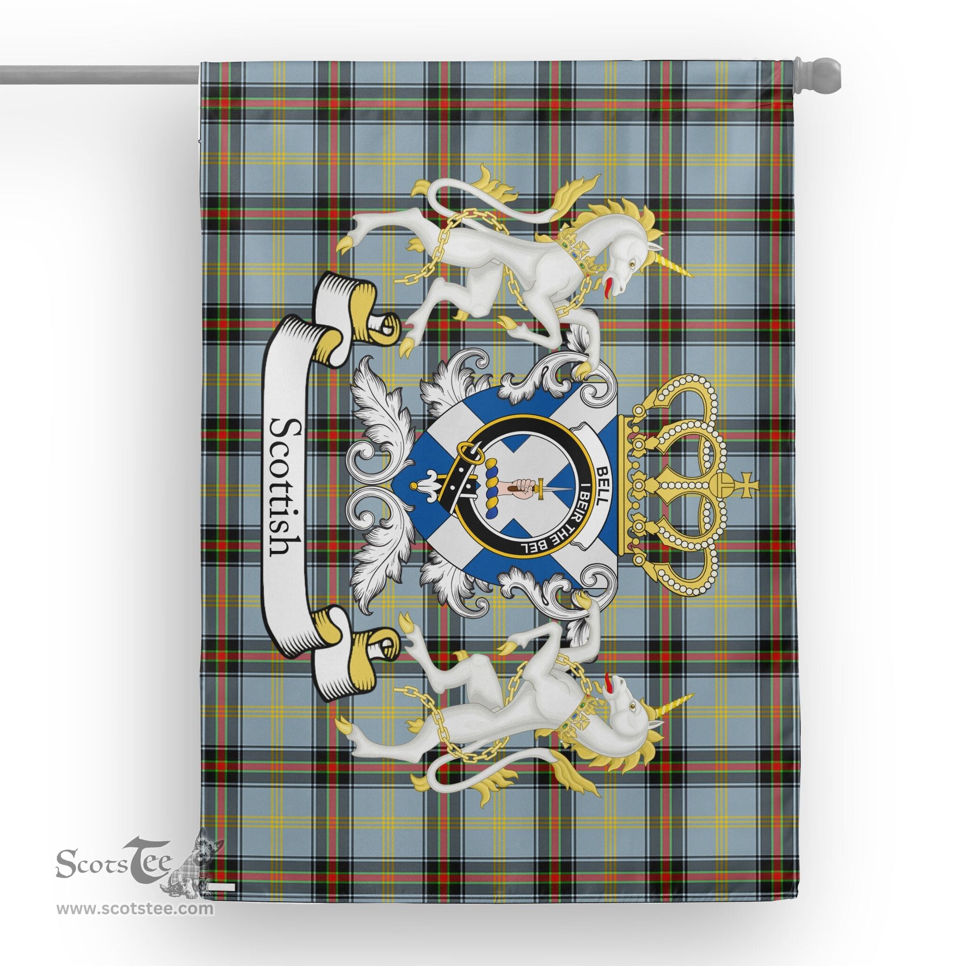 Scotstee Shop Tartan House Flag - Bell Tartan Flag Clan Badge With Lion Scottish, Tartan Garden Flag, Tartan Flag, Tartan House Flag, Plaid Flag, Christmas Plaid Flag