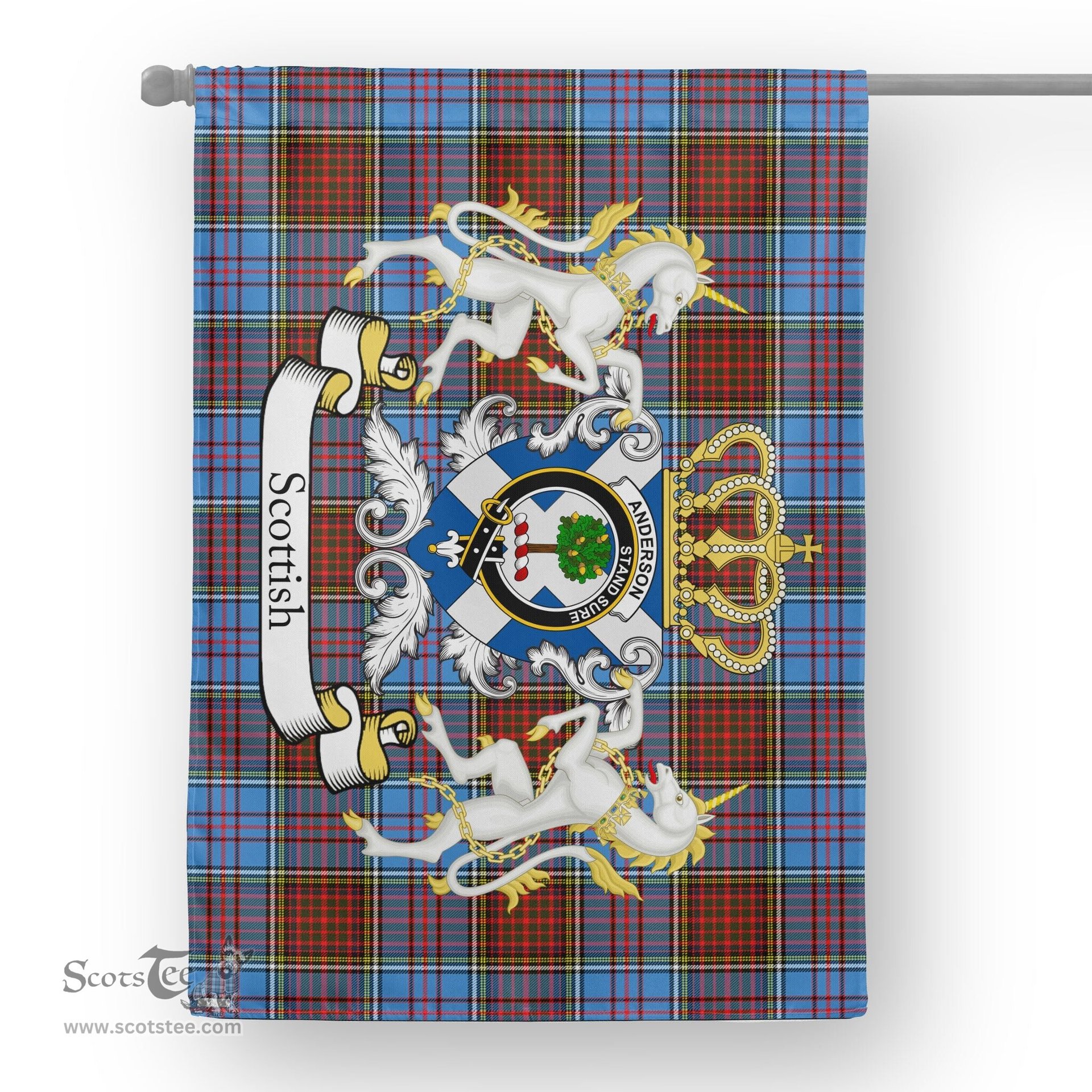 Scotstee Shop Tartan House Flag - Anderson Tartan Flag Clan Badge With Lion Scottish, Tartan Garden Flag, Tartan Flag, Tartan House Flag, Plaid Flag, Christmas Plaid Flag