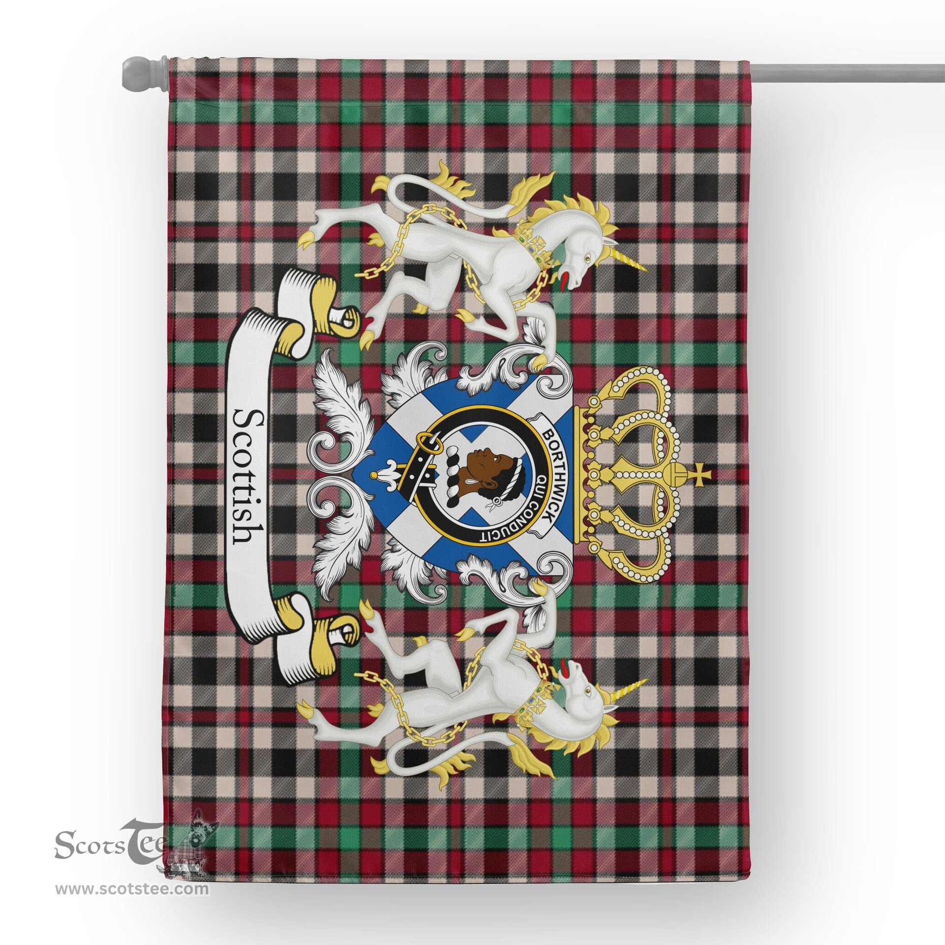 Scotstee Shop Tartan House Flag - Borthwick Tartan Flag Clan Badge With Lion Scottish, Tartan Garden Flag, Tartan Flag, Tartan House Flag, Plaid Flag, Christmas Plaid Flag