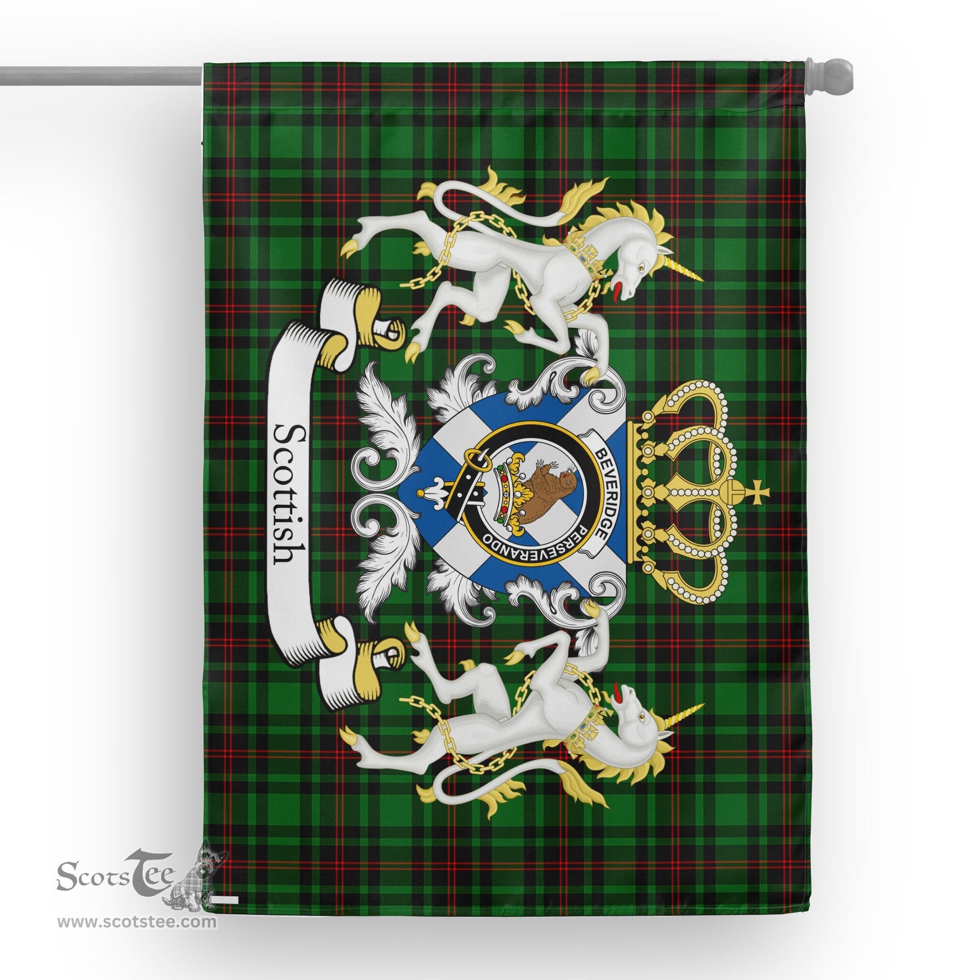 Scotstee Shop Tartan House Flag - Beveridge Tartan Flag Clan Badge With Lion Scottish, Tartan Garden Flag, Tartan Flag, Tartan House Flag, Plaid Flag, Christmas Plaid Flag