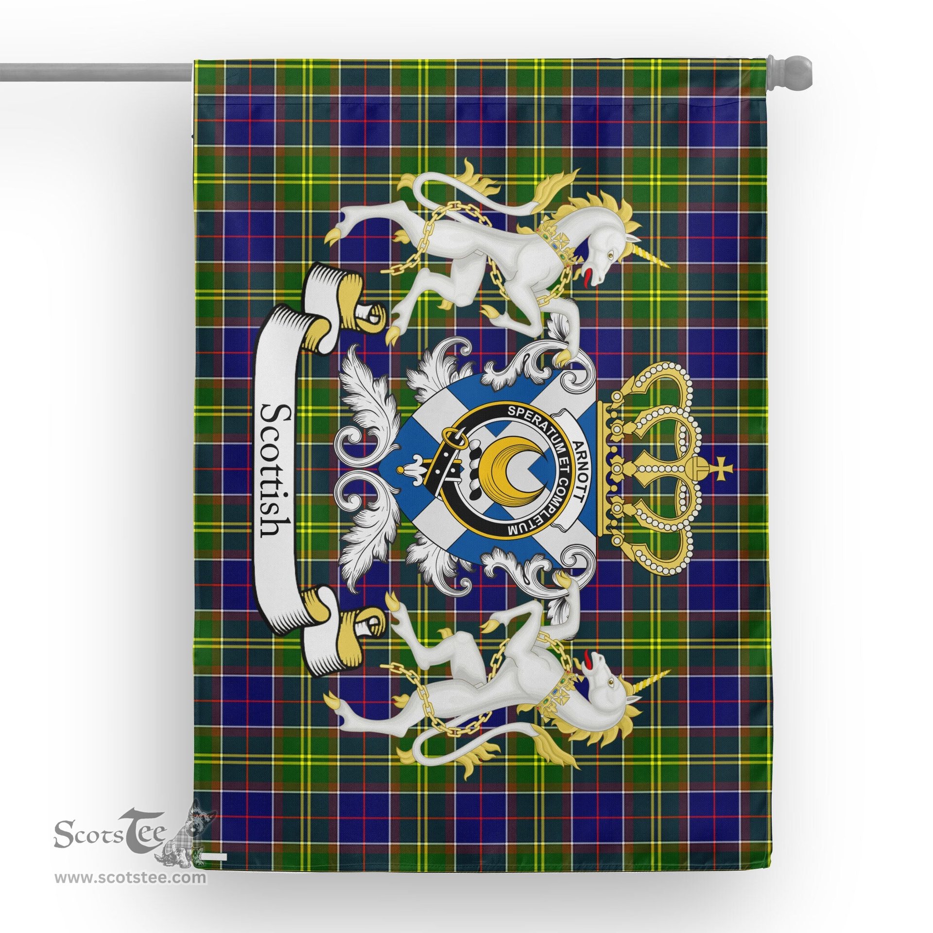 Scotstee Shop Tartan House Flag - Arnott Tartan Flag Clan Badge With Lion Scottish, Tartan Garden Flag, Tartan Flag, Tartan House Flag, Plaid Flag, Christmas Plaid Flag