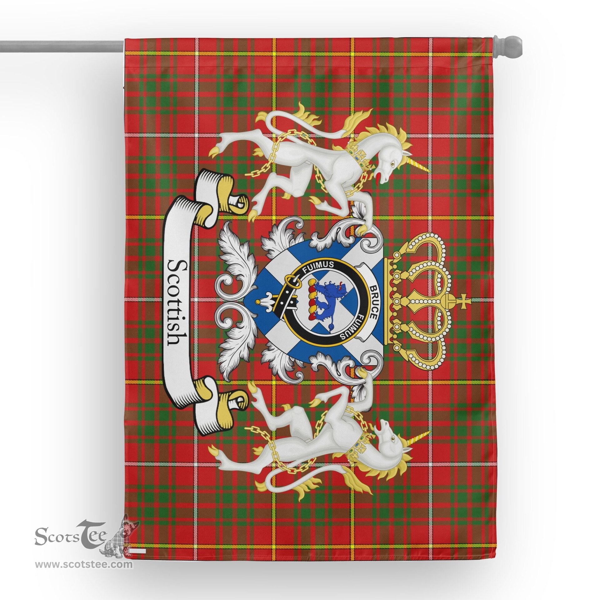 Scotstee Shop Tartan House Flag - Bruce Tartan Flag Clan Badge With Lion Scottish, Tartan Garden Flag, Tartan Flag, Tartan House Flag, Plaid Flag, Christmas Plaid Flag