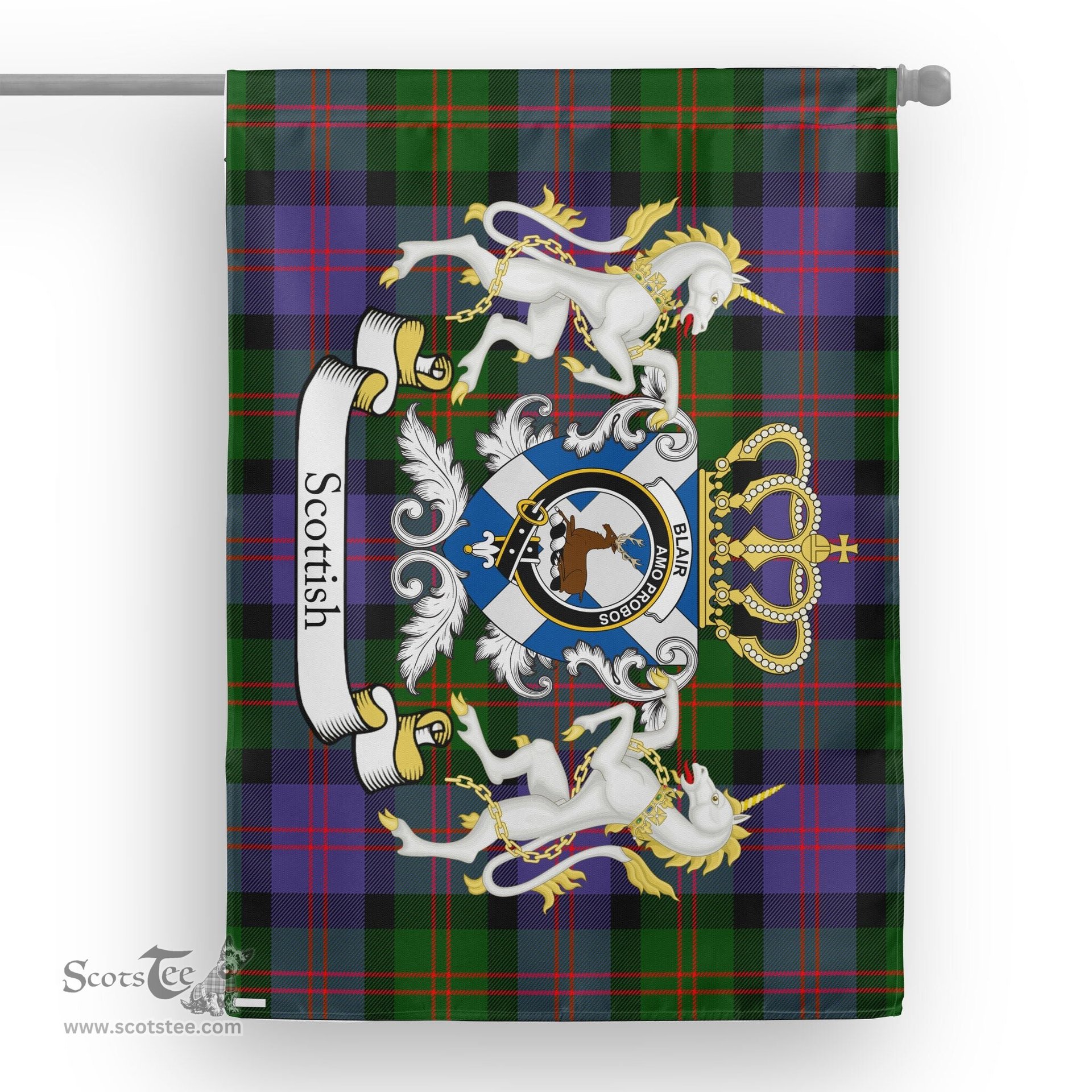 Scotstee Shop Tartan House Flag - Blair Tartan Flag Clan Badge With Lion Scottish, Tartan Garden Flag, Tartan Flag, Tartan House Flag, Plaid Flag, Christmas Plaid Flag