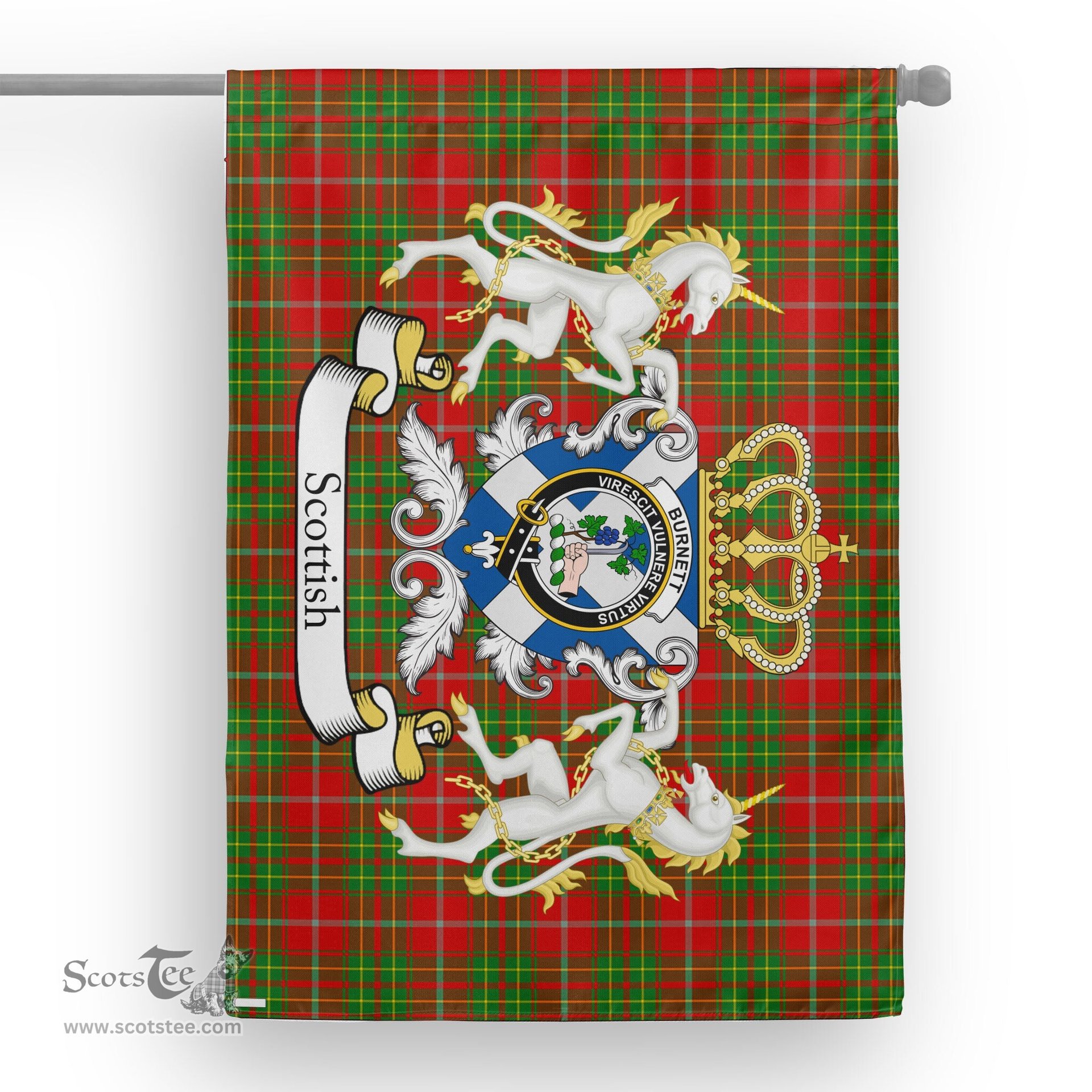 Scotstee Shop Tartan House Flag - Burnett Tartan Flag Clan Badge With Lion Scottish, Tartan Garden Flag, Tartan Flag, Tartan House Flag, Plaid Flag, Christmas Plaid Flag