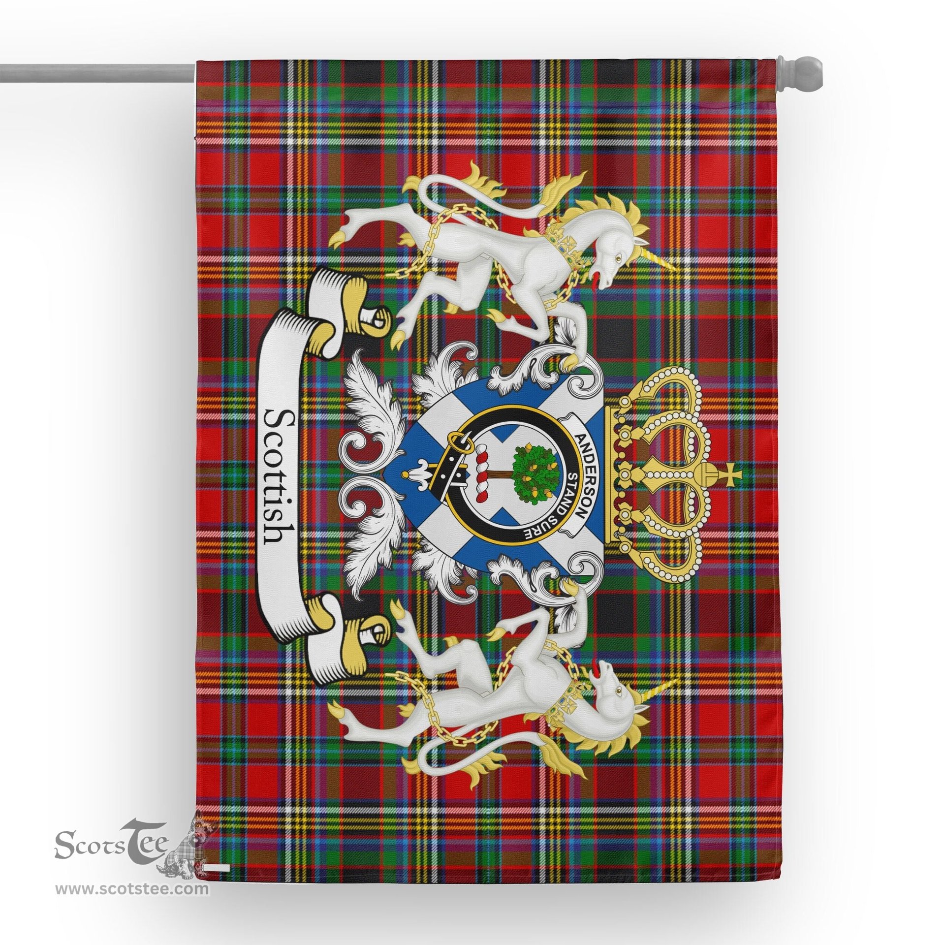 Scotstee Shop Tartan House Flag - Anderson Of Arbrake Tartan Flag Clan Badge With Lion Scottish, Tartan Garden Flag, Tartan Flag, Tartan House Flag, Plaid Flag, Christmas Plaid Flag