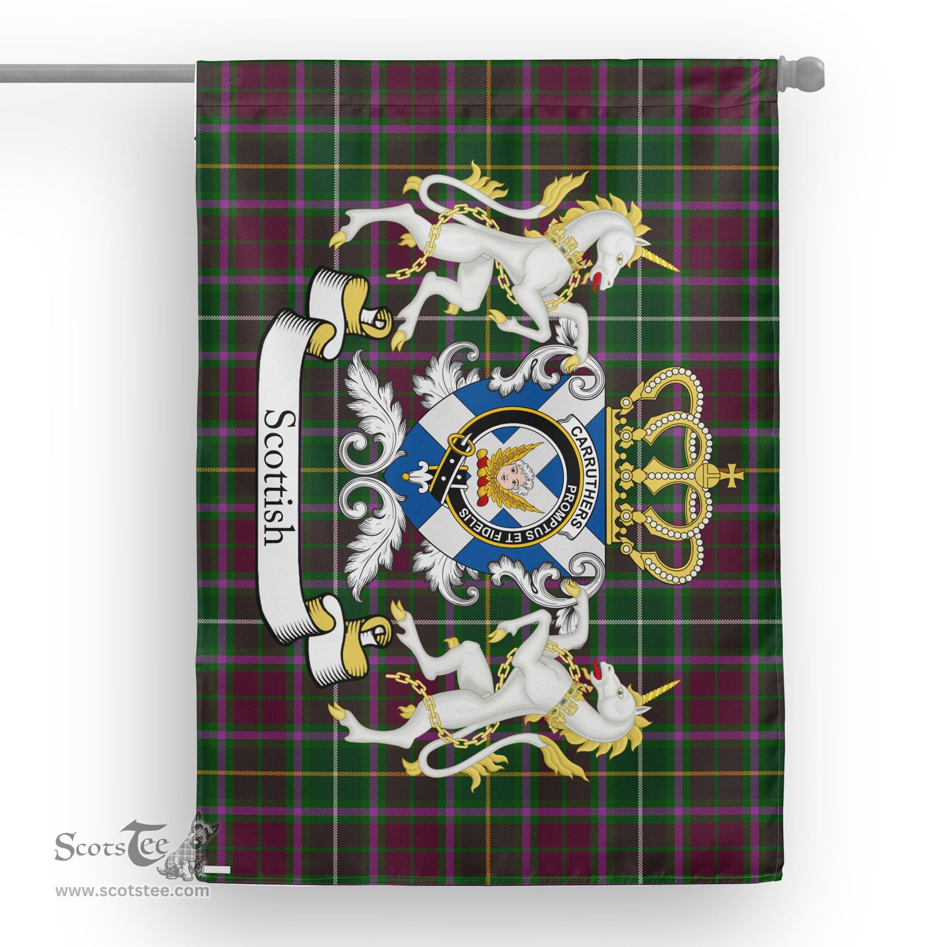 Scotstee Shop Tartan House Flag - Carruthers Tartan Flag Clan Badge With Lion Scottish, Tartan Garden Flag, Tartan Flag, Tartan House Flag, Plaid Flag, Christmas Plaid Flag