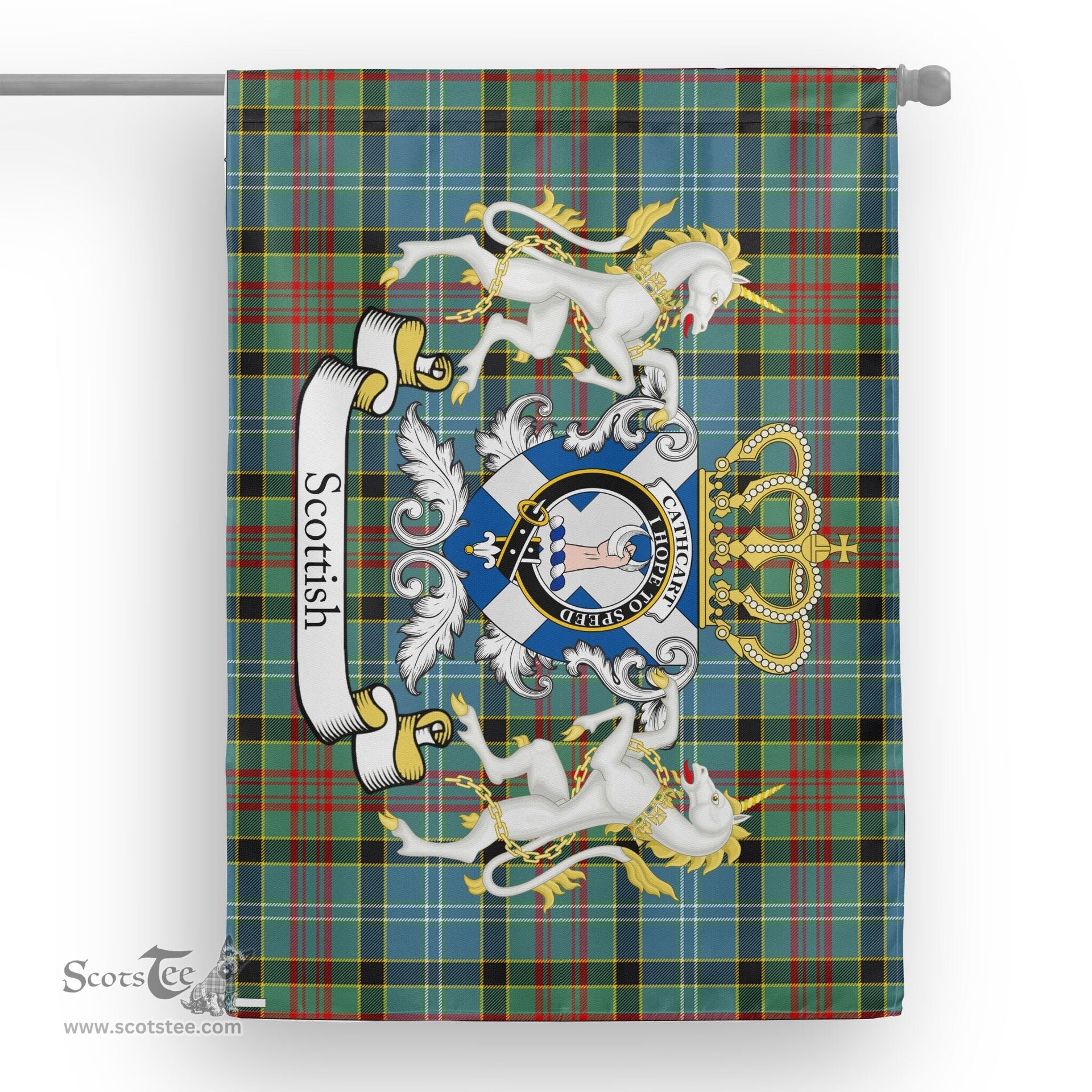 Scotstee Shop Tartan House Flag - Cathcart Tartan Flag Clan Badge With Lion Scottish, Tartan Garden Flag, Tartan Flag, Tartan House Flag, Plaid Flag, Christmas Plaid Flag