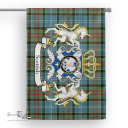 Scotstee Shop Tartan House Flag - Cathcart Tartan Flag Clan Badge With Lion Scottish, Tartan Garden Flag, Tartan Flag, Tartan House Flag, Plaid Flag, Christmas Plaid Flag