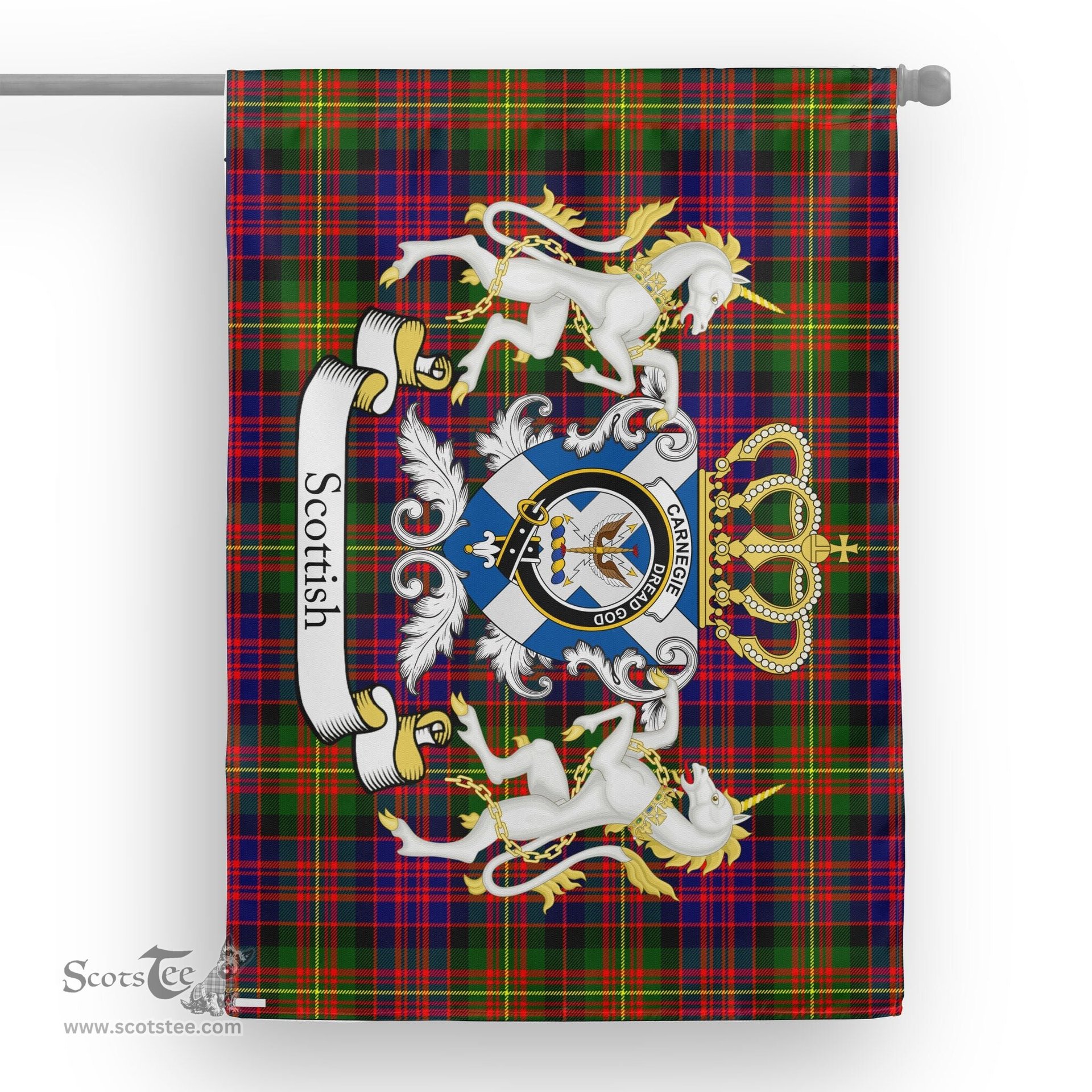 Scotstee Shop Tartan House Flag - Carnegie Tartan Flag Clan Badge With Lion Scottish, Tartan Garden Flag, Tartan Flag, Tartan House Flag, Plaid Flag, Christmas Plaid Flag