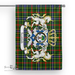 Scotstee Shop Tartan House Flag - Bisset Tartan Flag Clan Badge With Lion Scottish, Tartan Garden Flag, Tartan Flag, Tartan House Flag, Plaid Flag, Christmas Plaid Flag