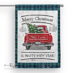 Tartan House Flag Vintage Red Truck with Christmas Tree Family Scottish Clan Miller Tartan Flag, Tartan Garden Flag, Tartan House Flag, Tartan Flag, Crest Garden Flag, Garden Flag, Ireland Garden Flag, Family Crest, Custom Flag, Custom Garden Flag, Ireland Custom Flag, Clan Tartan Flags