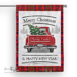Tartan House Flag Vintage Red Truck with Christmas Tree Family Scottish Clan Murray of Tulloch Tartan Flag, Tartan Garden Flag, Tartan House Flag, Tartan Flag, Crest Garden Flag, Garden Flag, Ireland Garden Flag, Family Crest, Custom Flag, Custom Garden Flag, Ireland Custom Flag, Clan Tartan Flags