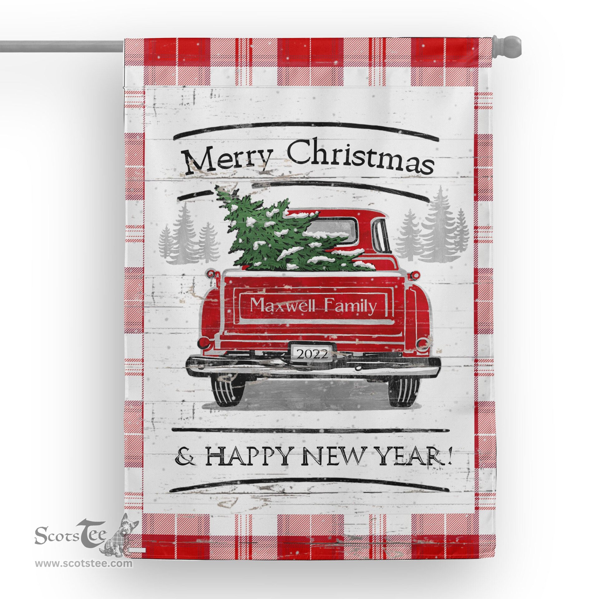 Tartan House Flag Vintage Red Truck with Christmas Tree Family Scottish Clan Maxwell Pink Tartan Flag, Tartan Garden Flag, Tartan House Flag, Tartan Flag, Crest Garden Flag, Garden Flag, Ireland Garden Flag, Family Crest, Custom Flag, Custom Garden Flag, Ireland Custom Flag, Clan Tartan Flags