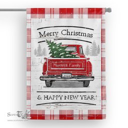 Tartan House Flag Vintage Red Truck with Christmas Tree Family Scottish Clan Maxwell Pink Tartan Flag, Tartan Garden Flag, Tartan House Flag, Tartan Flag, Crest Garden Flag, Garden Flag, Ireland Garden Flag, Family Crest, Custom Flag, Custom Garden Flag, Ireland Custom Flag, Clan Tartan Flags