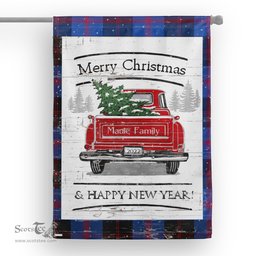 Tartan House Flag Vintage Red Truck with Christmas Tree Family Scottish Clan Maule Modem Tartan Flag, Tartan Garden Flag, Tartan House Flag, Tartan Flag, Crest Garden Flag, Garden Flag, Ireland Garden Flag, Family Crest, Custom Flag, Custom Garden Flag, Ireland Custom Flag, Clan Tartan Flags