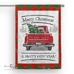 Tartan House Flag Vintage Red Truck with Christmas Tree Family Scottish Clan Moncrieffe Tartan Flag, Tartan Garden Flag, Tartan House Flag, Tartan Flag, Crest Garden Flag, Garden Flag, Ireland Garden Flag, Family Crest, Custom Flag, Custom Garden Flag, Ireland Custom Flag, Clan Tartan Flags