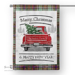 Tartan House Flag Vintage Red Truck with Christmas Tree Family Scottish Clan MacAndrew Tartan Flag, Tartan Garden Flag, Tartan House Flag, Tartan Flag, Crest Garden Flag, Garden Flag, Ireland Garden Flag, Family Crest, Custom Flag, Custom Garden Flag, Ireland Custom Flag, Clan Tartan Flags