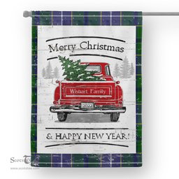 Tartan House Flag Vintage Red Truck with Christmas Tree Family Scottish Clan Wishart Hunting Tartan Flag, Tartan Garden Flag, Tartan House Flag, Tartan Flag, Crest Garden Flag, Garden Flag, Ireland Garden Flag, Family Crest, Custom Flag, Custom Garden Flag, Ireland Custom Flag, Clan Tartan Flags