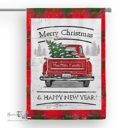 Tartan House Flag Vintage Red Truck with Christmas Tree Family Scottish Clan MacNab Tartan Flag, Tartan Garden Flag, Tartan House Flag, Tartan Flag, Crest Garden Flag, Garden Flag, Ireland Garden Flag, Family Crest, Custom Flag, Custom Garden Flag, Ireland Custom Flag, Clan Tartan Flags