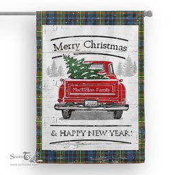 Tartan House Flag Vintage Red Truck with Christmas Tree Family Scottish Clan MacLellan Tartan Flag, Tartan Garden Flag, Tartan House Flag, Tartan Flag, Crest Garden Flag, Garden Flag, Ireland Garden Flag, Family Crest, Custom Flag, Custom Garden Flag, Ireland Custom Flag, Clan Tartan Flags