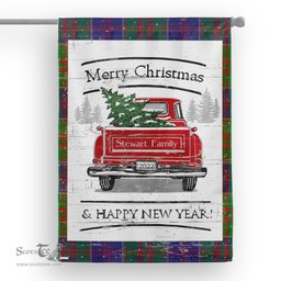 Tartan House Flag Vintage Red Truck with Christmas Tree Family Scottish Clan Stewart of Appin Hunting Tartan Flag, Tartan Garden Flag, Tartan House Flag, Tartan Flag, Crest Garden Flag, Garden Flag, Ireland Garden Flag, Family Crest, Custom Flag, Custom Garden Flag, Ireland Custom Flag, Clan Tartan Flags