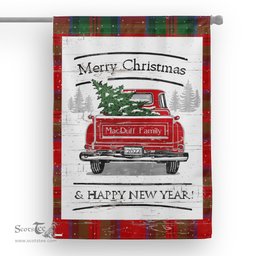 Tartan House Flag Vintage Red Truck with Christmas Tree Family Scottish Clan MacDuff Tartan Flag, Tartan Garden Flag, Tartan House Flag, Tartan Flag, Crest Garden Flag, Garden Flag, Ireland Garden Flag, Family Crest, Custom Flag, Custom Garden Flag, Ireland Custom Flag, Clan Tartan Flags