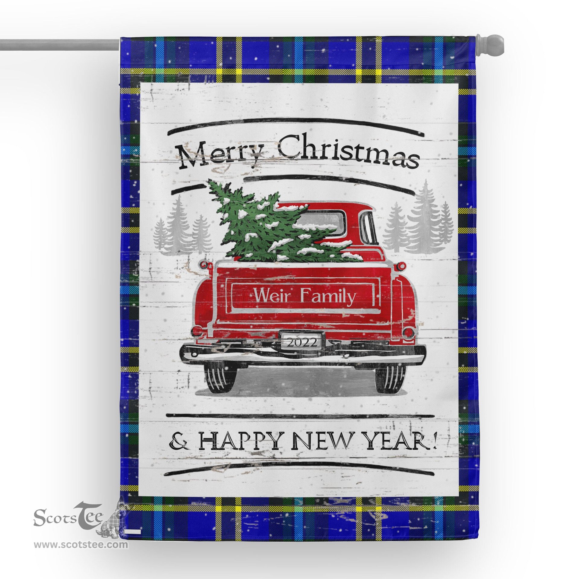 Tartan House Flag Vintage Red Truck with Christmas Tree Family Scottish Clan Weir Tartan Flag, Tartan Garden Flag, Tartan House Flag, Tartan Flag, Crest Garden Flag, Garden Flag, Ireland Garden Flag, Family Crest, Custom Flag, Custom Garden Flag, Ireland Custom Flag, Clan Tartan Flags