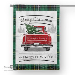 Tartan House Flag Vintage Red Truck with Christmas Tree Family Scottish Clan MacAlpine Tartan Flag, Tartan Garden Flag, Tartan House Flag, Tartan Flag, Crest Garden Flag, Garden Flag, Ireland Garden Flag, Family Crest, Custom Flag, Custom Garden Flag, Ireland Custom Flag, Clan Tartan Flags