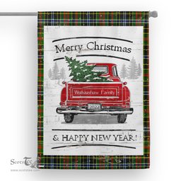 Tartan House Flag Vintage Red Truck with Christmas Tree Family Scottish Clan Walkinshaw Tartan Flag, Tartan Garden Flag, Tartan House Flag, Tartan Flag, Crest Garden Flag, Garden Flag, Ireland Garden Flag, Family Crest, Custom Flag, Custom Garden Flag, Ireland Custom Flag, Clan Tartan Flags
