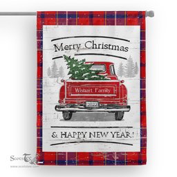 Tartan House Flag Vintage Red Truck with Christmas Tree Family Scottish Clan Wishart Tartan Flag, Tartan Garden Flag, Tartan House Flag, Tartan Flag, Crest Garden Flag, Garden Flag, Ireland Garden Flag, Family Crest, Custom Flag, Custom Garden Flag, Ireland Custom Flag, Clan Tartan Flags