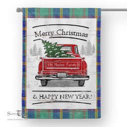 Tartan House Flag Vintage Red Truck with Christmas Tree Family Scottish Clan US Marine Tartan Flag, Tartan Garden Flag, Tartan House Flag, Tartan Flag, Crest Garden Flag, Garden Flag, Ireland Garden Flag, Family Crest, Custom Flag, Custom Garden Flag, Ireland Custom Flag, Clan Tartan Flags
