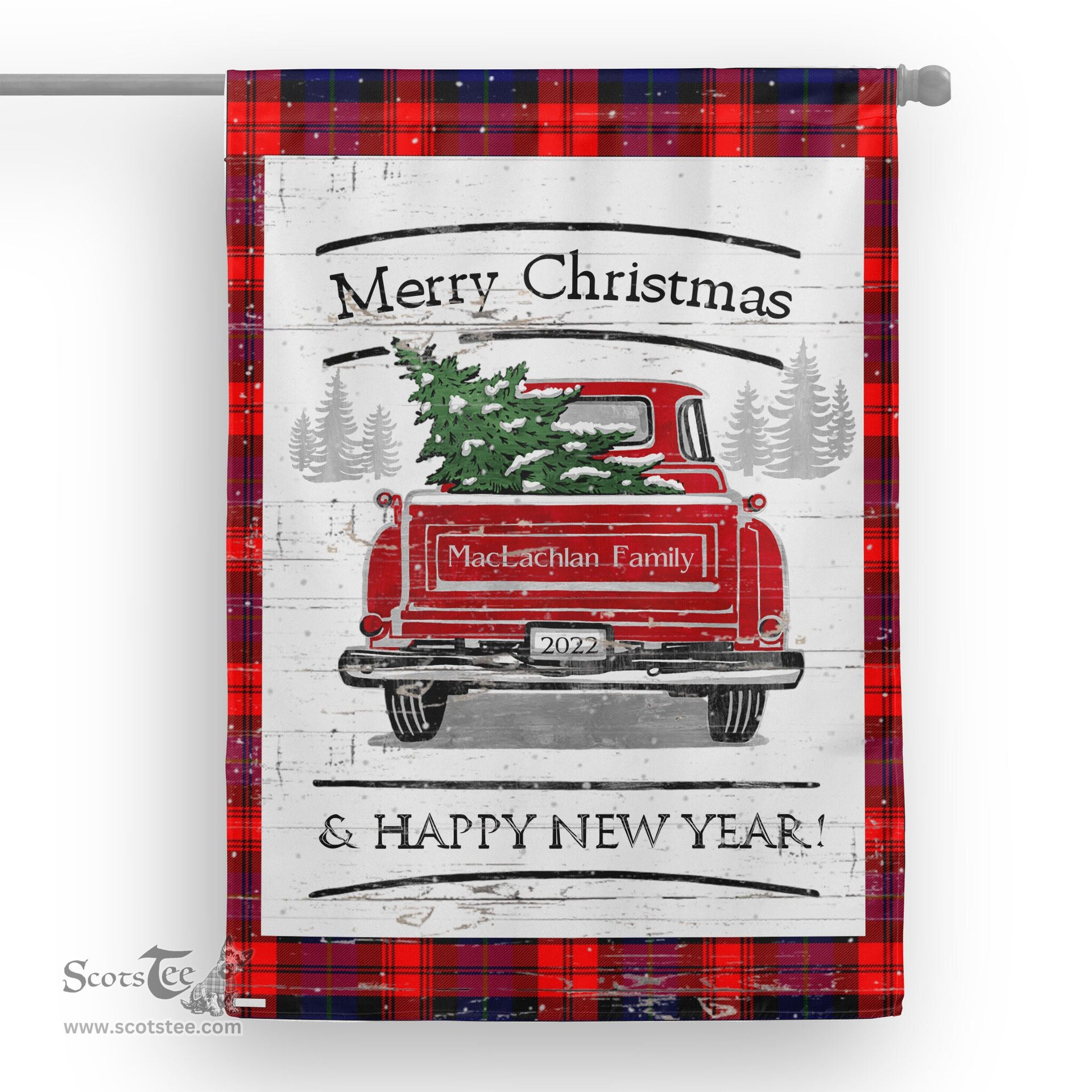 Tartan House Flag Vintage Red Truck with Christmas Tree Family Scottish Clan MacLachlan Tartan Flag, Tartan Garden Flag, Tartan House Flag, Tartan Flag, Crest Garden Flag, Garden Flag, Ireland Garden Flag, Family Crest, Custom Flag, Custom Garden Flag, Ireland Custom Flag, Clan Tartan Flags