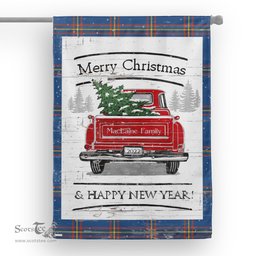 Tartan House Flag Vintage Red Truck with Christmas Tree Family Scottish Clan MacLaine of Loch Buie Hunting Tartan Flag, Tartan Garden Flag, Tartan House Flag, Tartan Flag, Crest Garden Flag, Garden Flag, Ireland Garden Flag, Family Crest, Custom Flag, Custom Garden Flag, Ireland Custom Flag, Clan Tartan Flags