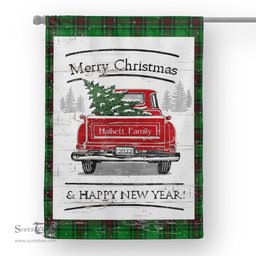 Tartan House Flag Vintage Red Truck with Christmas Tree Family Scottish Clan Halkett Tartan Flag, Tartan Garden Flag, Tartan House Flag, Tartan Flag, Crest Garden Flag, Garden Flag, Ireland Garden Flag, Family Crest, Custom Flag, Custom Garden Flag, Ireland Custom Flag, Clan Tartan Flags