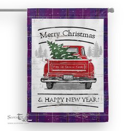 Tartan House Flag Vintage Red Truck with Christmas Tree Family Scottish Clan Pride Of Glencoe Tartan Flag, Tartan Garden Flag, Tartan House Flag, Tartan Flag, Crest Garden Flag, Garden Flag, Ireland Garden Flag, Family Crest, Custom Flag, Custom Garden Flag, Ireland Custom Flag, Clan Tartan Flags