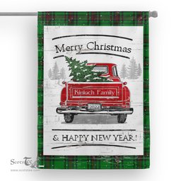 Tartan House Flag Vintage Red Truck with Christmas Tree Family Scottish Clan Kinloch Tartan Flag, Tartan Garden Flag, Tartan House Flag, Tartan Flag, Crest Garden Flag, Garden Flag, Ireland Garden Flag, Family Crest, Custom Flag, Custom Garden Flag, Ireland Custom Flag, Clan Tartan Flags