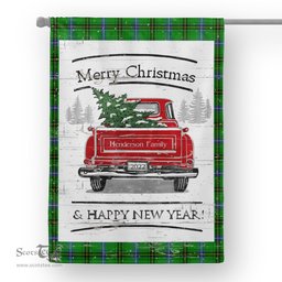 Tartan House Flag Vintage Red Truck with Christmas Tree Family Scottish Clan Henderson Ancient Tartan Flag, Tartan Garden Flag, Tartan House Flag, Tartan Flag, Crest Garden Flag, Garden Flag, Ireland Garden Flag, Family Crest, Custom Flag, Custom Garden Flag, Ireland Custom Flag, Clan Tartan Flags