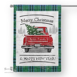 Tartan House Flag Vintage Red Truck with Christmas Tree Family Scottish Clan Keith Ancient Tartan Flag, Tartan Garden Flag, Tartan House Flag, Tartan Flag, Crest Garden Flag, Garden Flag, Ireland Garden Flag, Family Crest, Custom Flag, Custom Garden Flag, Ireland Custom Flag, Clan Tartan Flags