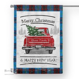 Tartan House Flag Vintage Red Truck with Christmas Tree Family Scottish Clan Home Ancient Tartan Flag, Tartan Garden Flag, Tartan House Flag, Tartan Flag, Crest Garden Flag, Garden Flag, Ireland Garden Flag, Family Crest, Custom Flag, Custom Garden Flag, Ireland Custom Flag, Clan Tartan Flags