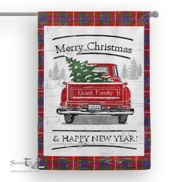 Tartan House Flag Vintage Red Truck with Christmas Tree Family Scottish Clan Grant of Lurg Tartan Flag, Tartan Garden Flag, Tartan House Flag, Tartan Flag, Crest Garden Flag, Garden Flag, Ireland Garden Flag, Family Crest, Custom Flag, Custom Garden Flag, Ireland Custom Flag, Clan Tartan Flags