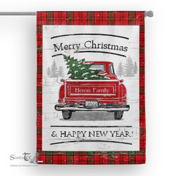 Tartan House Flag Vintage Red Truck with Christmas Tree Family Scottish Clan Heron Tartan Flag, Tartan Garden Flag, Tartan House Flag, Tartan Flag, Crest Garden Flag, Garden Flag, Ireland Garden Flag, Family Crest, Custom Flag, Custom Garden Flag, Ireland Custom Flag, Clan Tartan Flags